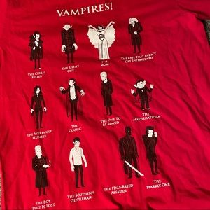 Vampires!!!!  All types! Red tshirt!!